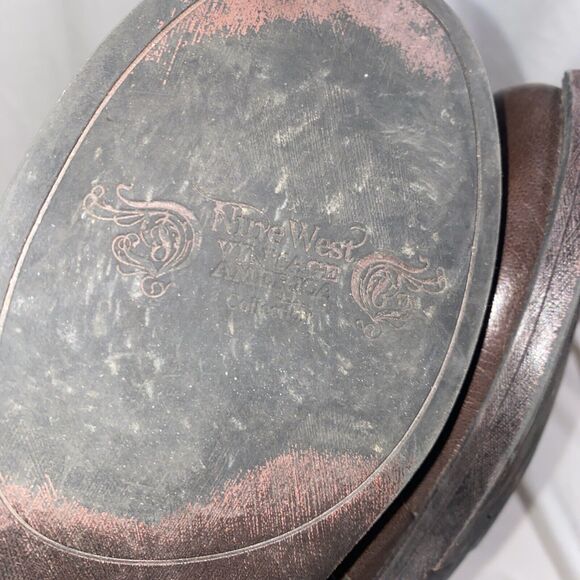 Vintage chunky biker goth Y2K Nine West Leather 7.5 m Buckle 90s moto baddie - Picture 6 of 11